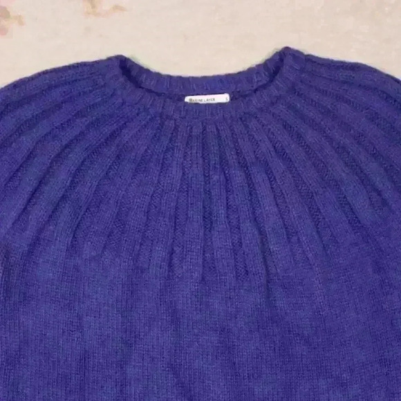 MARINE LAYER Royal Purple Knit Sweater Pleated Neck Merino Wool Women Small - Picture 2 of 12